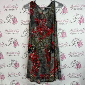 Pretty woman dress holographic dots sparkly Floral Sleeveless Red black silver